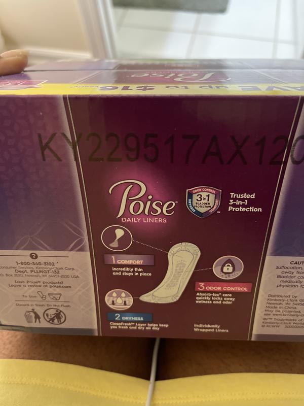 Poise Daily Liners, Very Light Absorbency, Long (132 ct.) - Sam's Club
