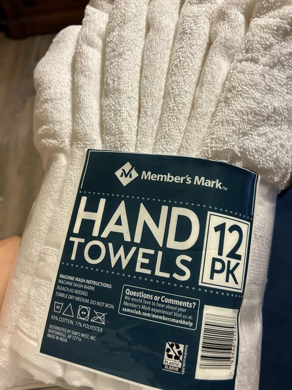 Member's Mark Commercial Hospitality Hand Towels, White (12 Count)