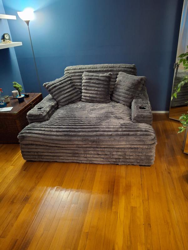 Oversized Chaise Lounge Chair Indoor With Ottoman, 46.9"W Corduroy Upholstered Modern Single Sofa Reading Chair, Deep Seat Comfy Sleeper