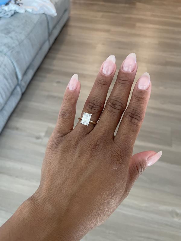 Lab Created Emerald Cut Solitaire Diamond Ring in 18K Gold Sam s Club