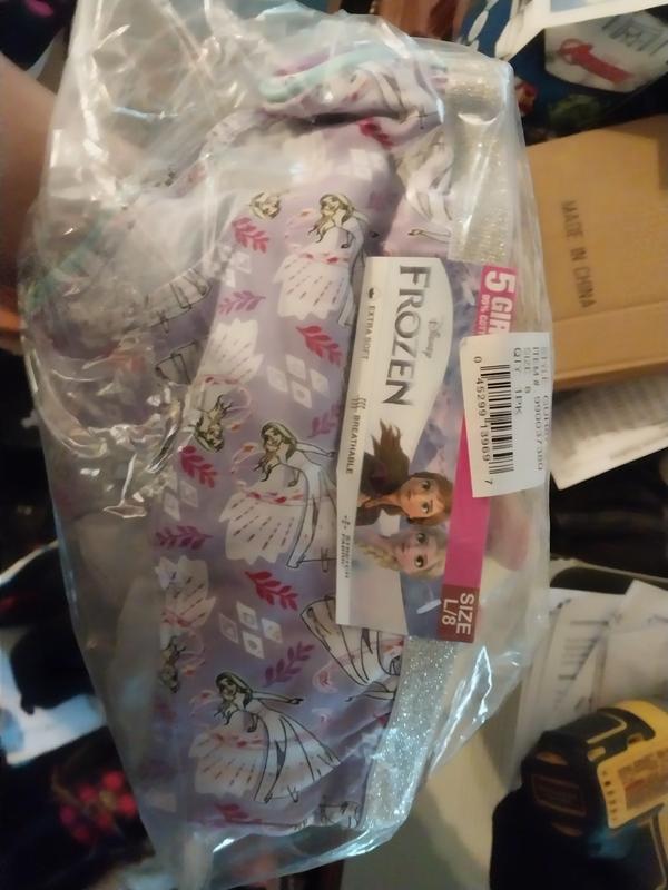 Girls' size 8, Disney's Encanto Girls 5-Pack Brief Underwear, open packaging