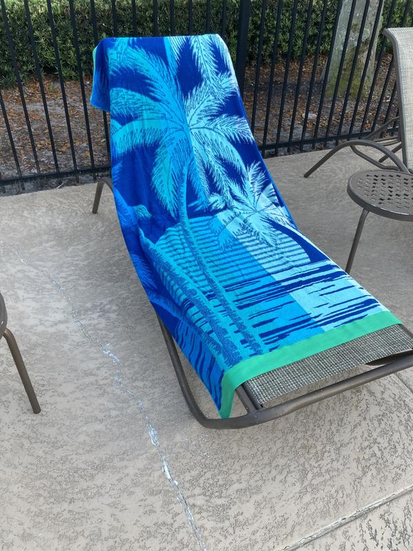 (2) PALM TREE BEACH TOWELS, 6ft. Long, Thick, Soft, Blue, Green, 40x72