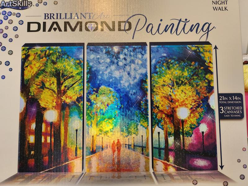 Artskills Diamond Painting Kit, Diamond Art Ready to Hang Framed Canvas with Storage and Accessory Kit, Forest, 3 Stretched Canvas Panels, 14” x 7”