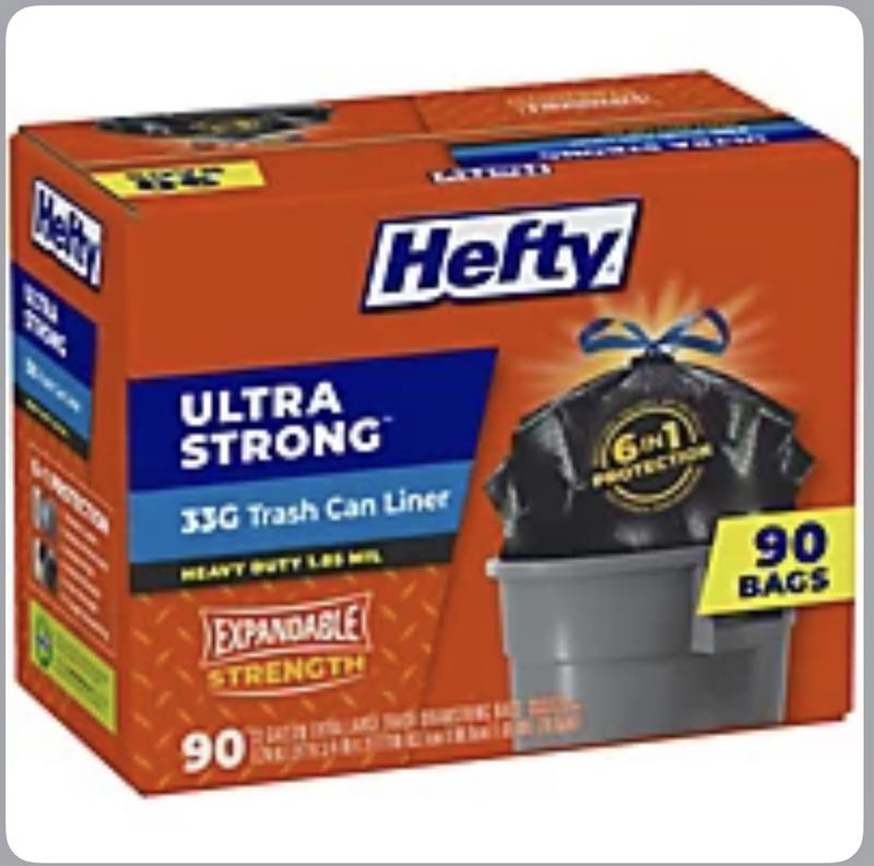 Hefty Ultra Strong Drawstring Trash Bags Unscented 33 gal. 90 ct. Sam s Club