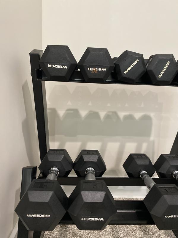 Weider 100 Lb. Dumbbell Set with 2 Tier Storage Rack Sam s Club