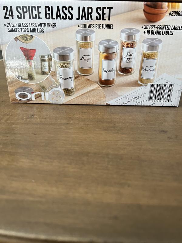 24-Pack Farmhouse Glass Spice Jars with Labels - Seasoning Organizer  Containers