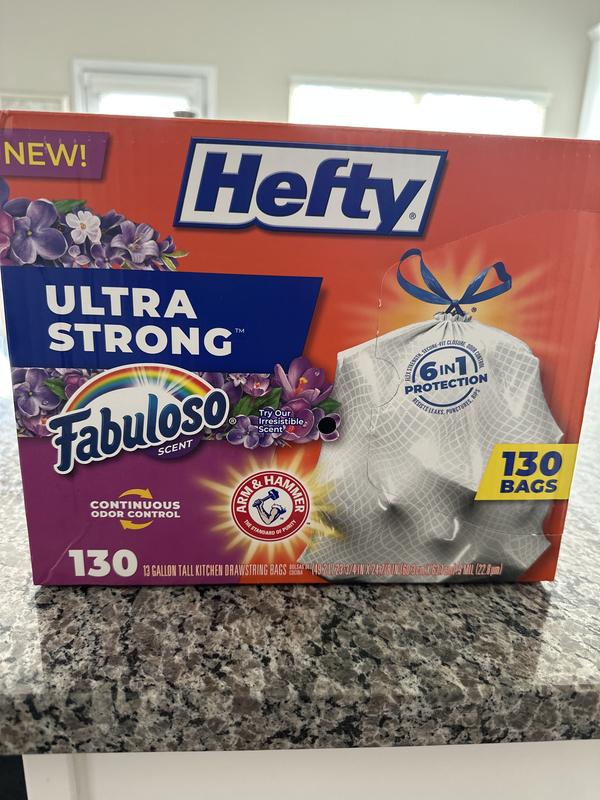 Hefty Ultra Strong Tall Kitchen Trash Bags Fabuloso Scent 13 Gallon 110  Count White 110 Count (Pack of 1)