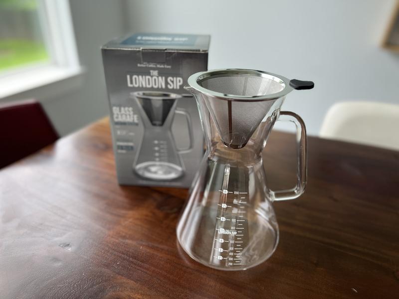 The London Sip 8-Cup London Sip Glass Pour Over Carafe with