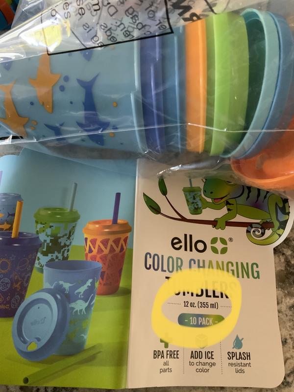 Ello Kids 12-Ounce Color Changing Tumblers with Lids & Straws 10 Pack New  in Box