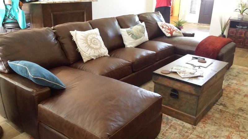Restoration Full Grain Vintage Leather Craftsman Sectional Sofa