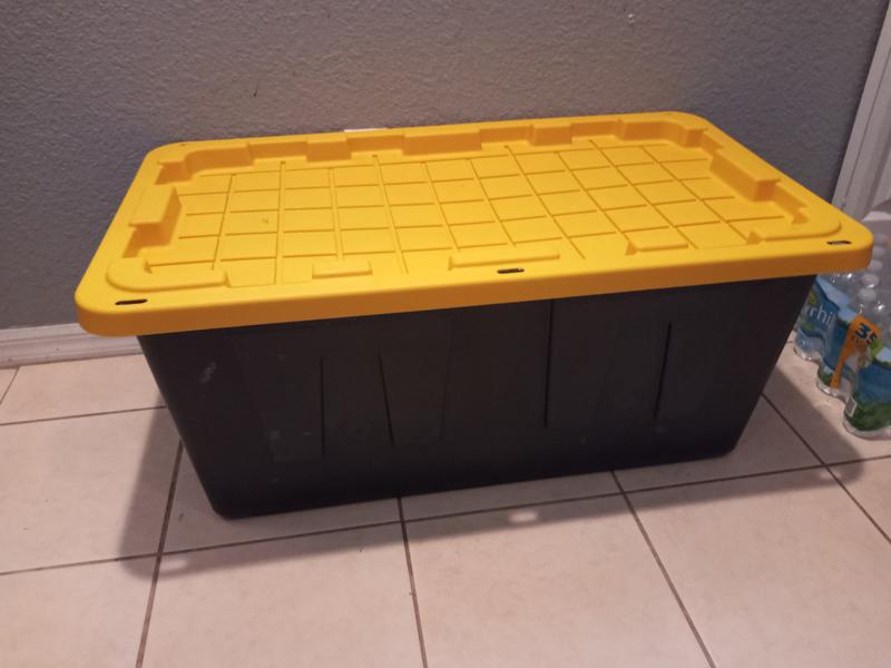 Project Source Commander X-large 40-Gallons (160-Quart) Black/Yellow Heavy  Duty Tote with Standard Snap Lid in the Plastic Storage Containers  department at