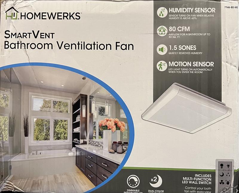 Homewerks Smart Vent Bathroom Ventilation Fan with Motion Sensor and LED  Light - Sam's Club