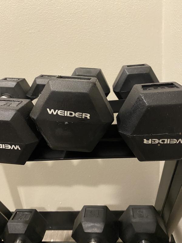 Weider 200 lb dumbbell kit with rack sale