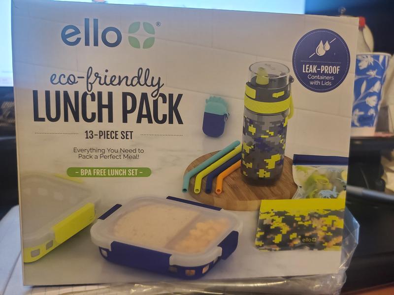 Ello 13-Piece Kids Food Storage, Straws and Water Bottle Lunch Pack Set  (Assorted Colors)