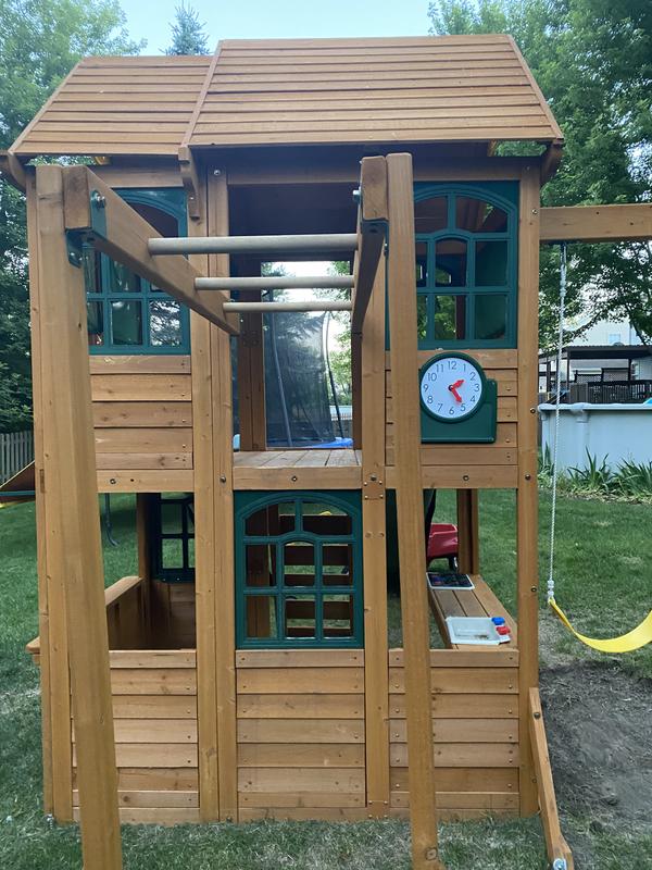 Charleston lodge wooden vintage swing set by kidkraft