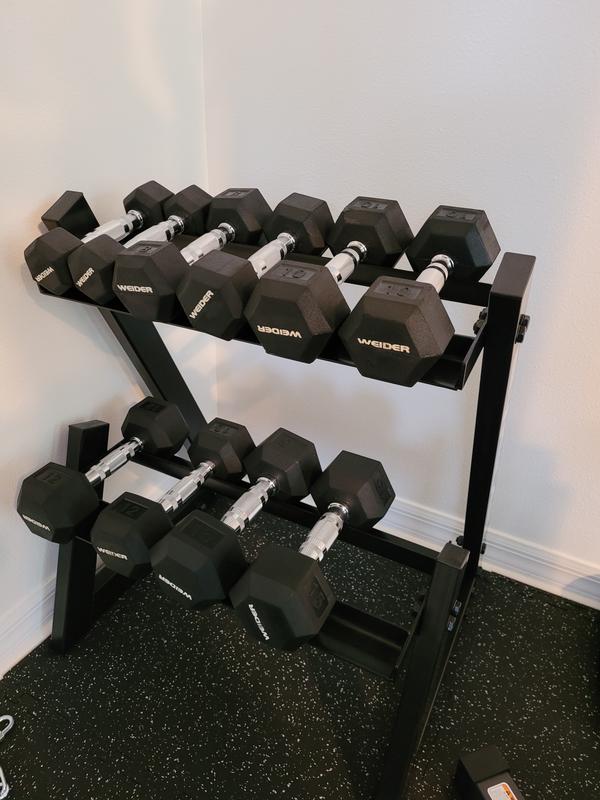 Weider 100 Lb. Dumbbell Set with 2 Tier Storage Rack Sam s Club