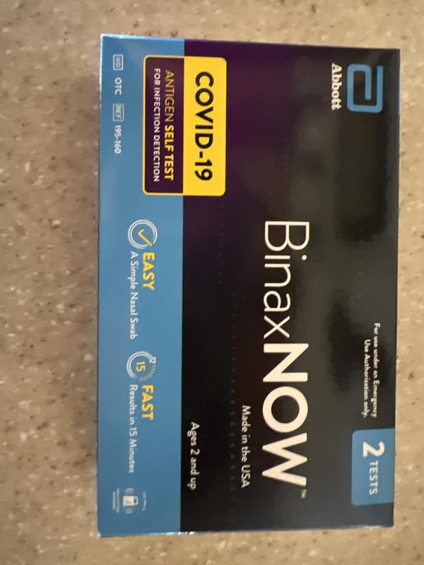 Abbott BinaxNOW™ COVID-19 Ag Card Home Test with eMed Telehealth Services -  1 Pack