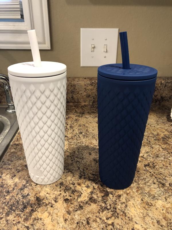 Zak Designs Insulated Tumbler with Straws 2 Pack White & Starry