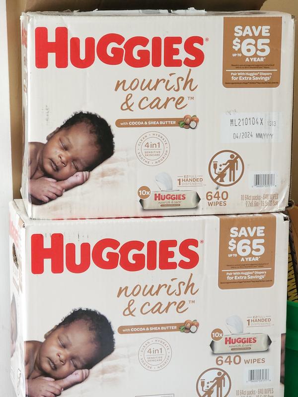 Huggies Nourish Scented Push Button Pack Baby Wipes, 10 pk.