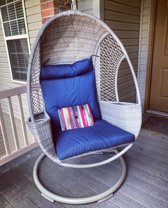 Mark woven egg chair deals with cup holder