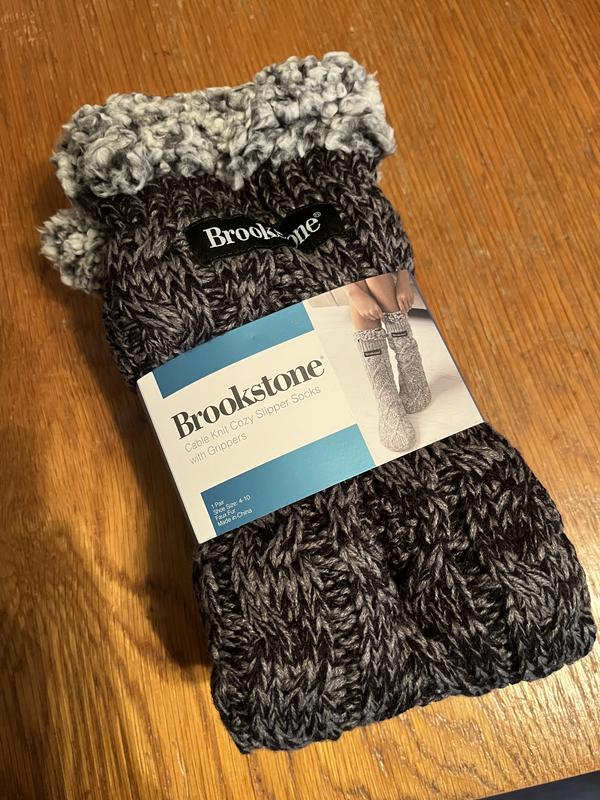 Brookstone, Women's Dual Lined Cable Knit Slipper Sock, 1-Pack, Size 4-10 