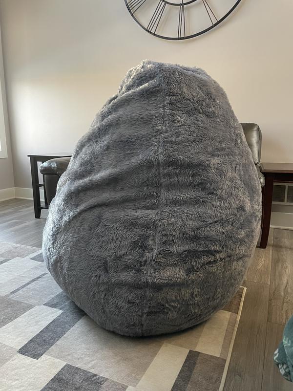 Big Joe Lotus Foam Filled Teardrop Bean Bag Chair with Removable Cover, Navy Plush, Soft POLYESTER, 4 Feet Big