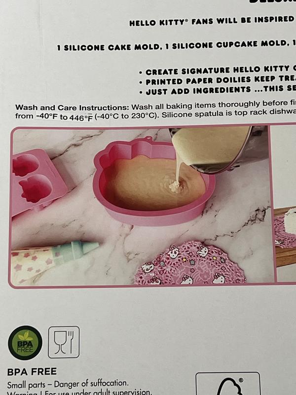 Handstand Kitchen Hello Kitty Cake Baking Set with Kitty Face and Bow Mini Cake Molds