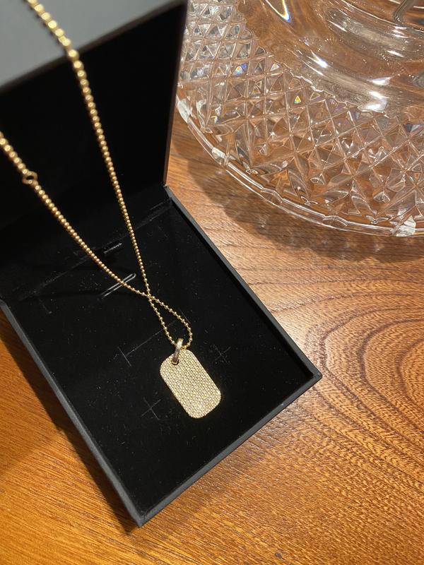 Shy Creation 14k Yellow Gold .13ctw Diamond Dog Tag Necklace SC55024167