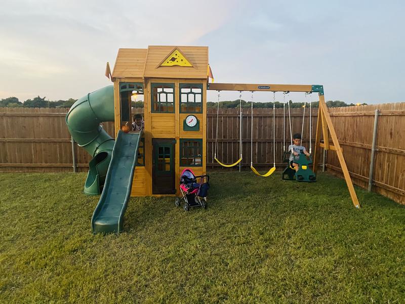 KidKraft Charleston Lodge Wooden Outdoor Swing Set Playset Sam s Club