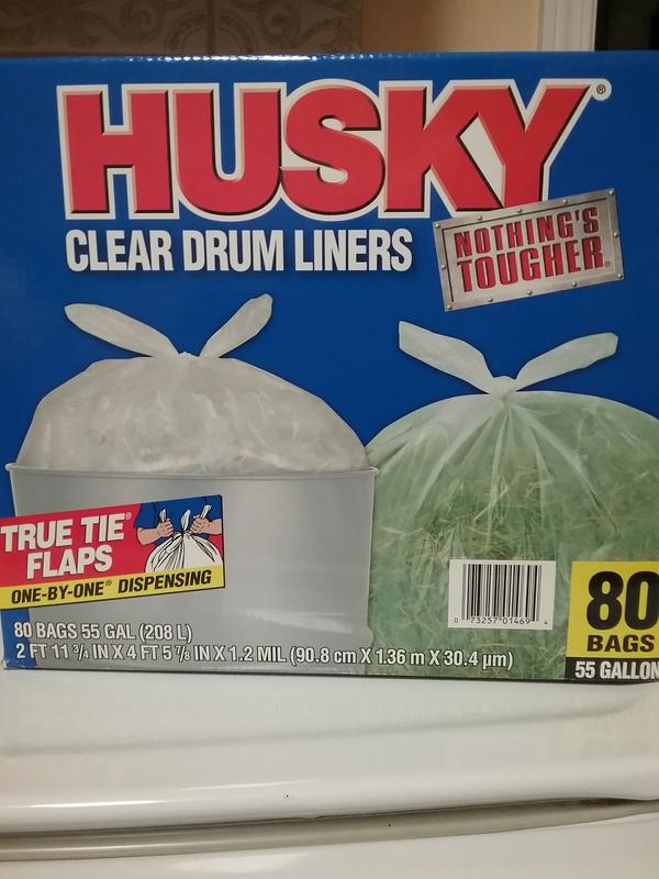 Husky 55-Gallon Clear Flap Tie Drum Liner Trash Bags (80 ct.) - Sam's Club