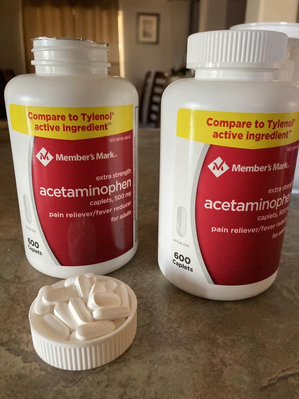 Member's Mark Extra Strength Acetaminophen Caplets, 500 mg (600 ct./pk., 2  pk.) - Sam's Club