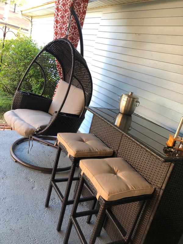 Member's mark woven egg chair with cup outlet holder