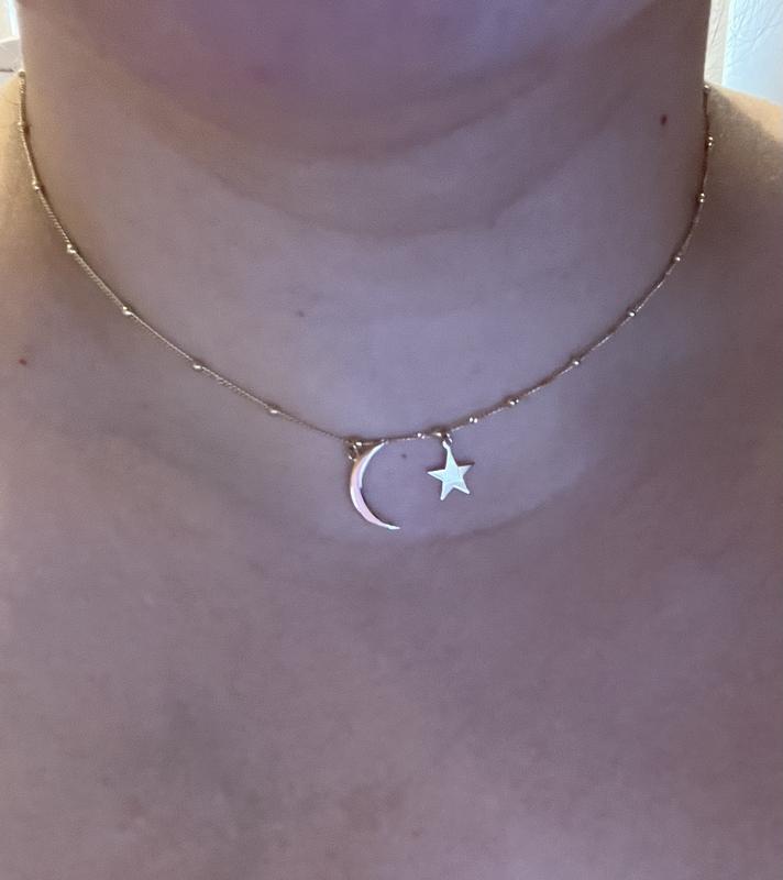 14k Gold Sam Moon Necklaces 14K Gold Moon And Star Choker With