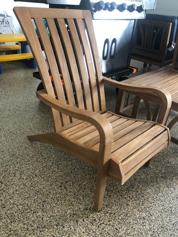 Modern Adirondack Chair Easy-Assemble Mortise Tenon Curved Teak Wood Seat 