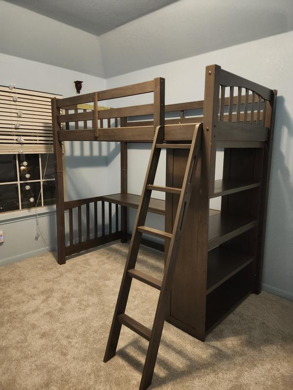 Maxson Twin Loft Bed With Desk And Bookshelf Gray Finish Sam s Club