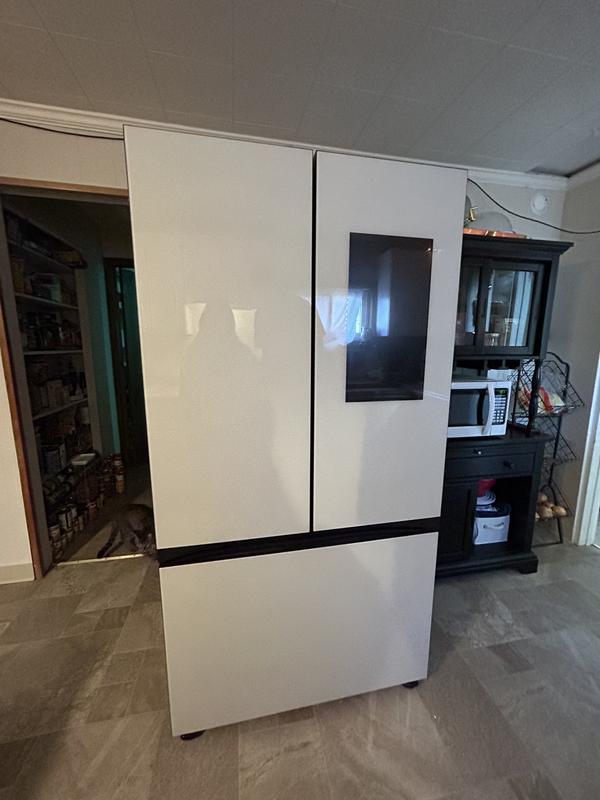 RF30BB69006MAA by Samsung - Bespoke 3-Door French Door Refrigerator (30 cu.  ft.) - with Top Left and Family Hub™ Panel in White Glass - and Matte Grey  Glass Bottom Door Panel