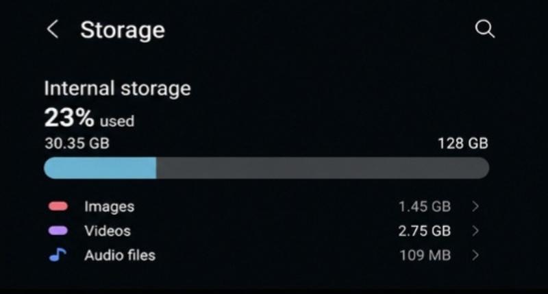 Storage test showing the excellent speed and capacity of this card