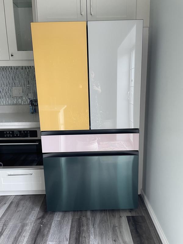 Bespoke 4-Door French Door Refrigerator Panel in Charcoal Glass