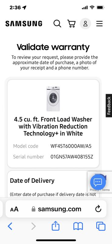 WF45T6000AW Samsung Appliances 4.5 cu. ft. Front Load Washer with Vibration  Reduction Technology+ in White WHITE - Jetson TV & Appliance