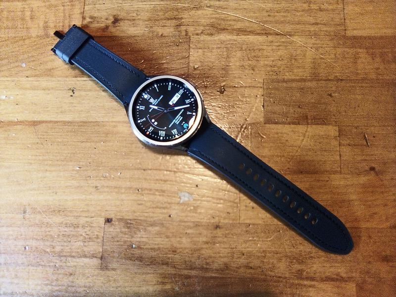 Galaxy Watch D-Buckle Hybrid Eco-Leather Band, S/M, Blue Mobile Accessories  - ET-SHR93SLEGUJ