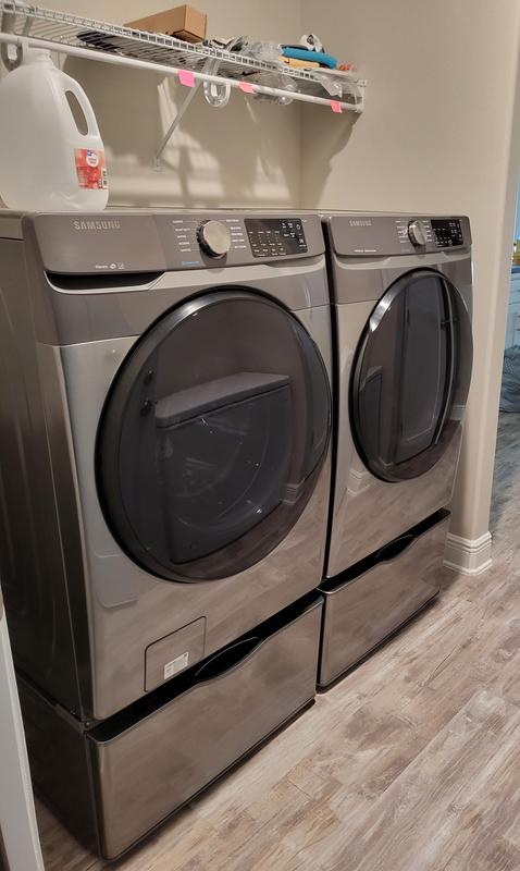 Samsung blue washer and deals dryer pedestal