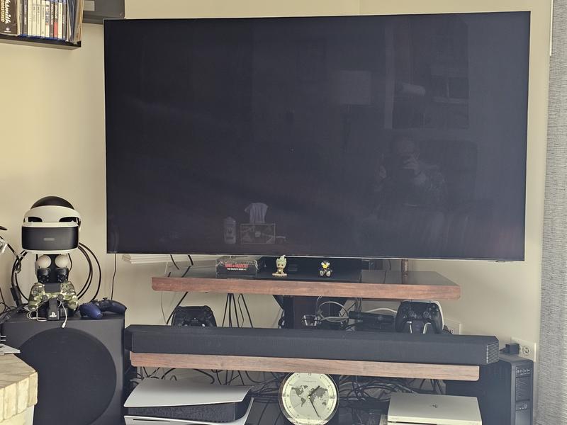 The setup is around the TV