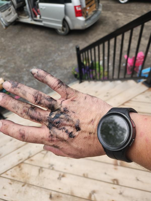 Hands covered in sealant