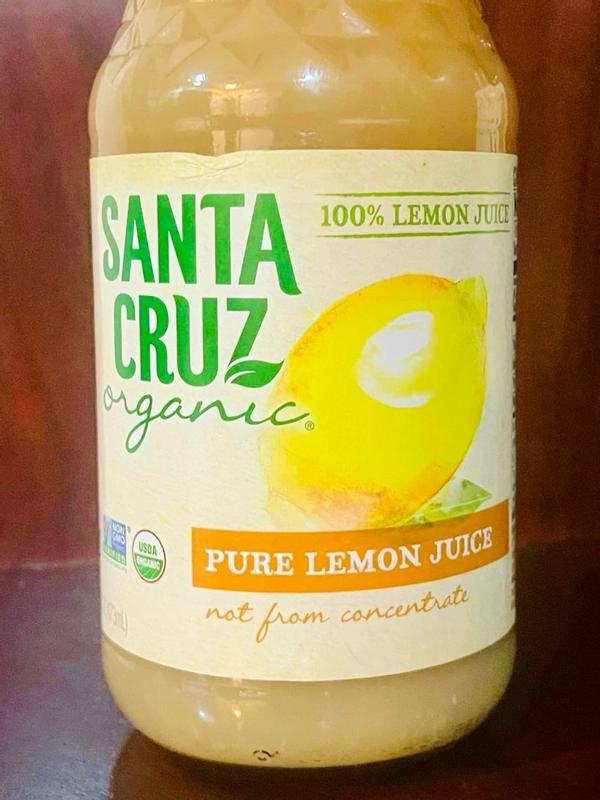 Santa Cruz Organic Pure Lemon Juice, 100% Juice, 16 oz, Glass Bottle 