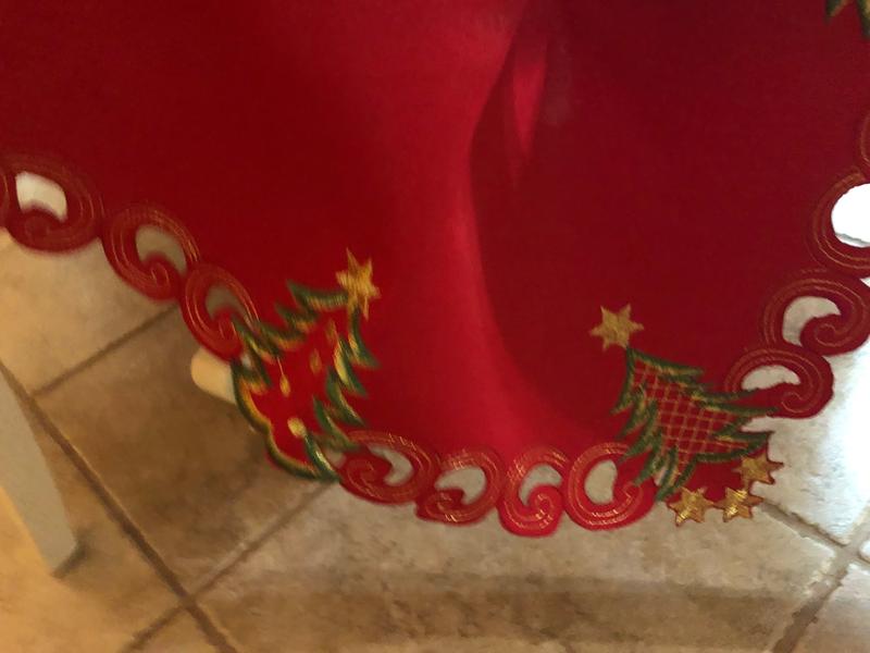The edge of the tablecloth