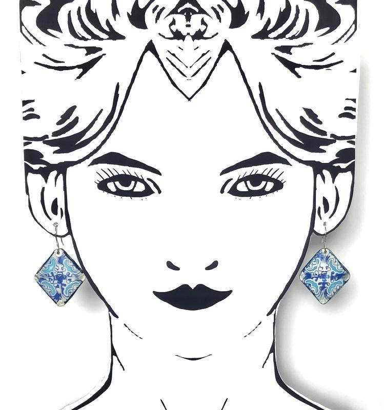 Glazed clay and Argentium Silver earrings