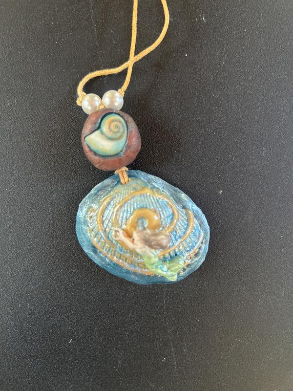 Mermaid on seashell with original sculpts and liquid sculpey