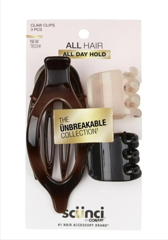 Unbreakable Chunky Flat Claw Clips 3pk display picture 1