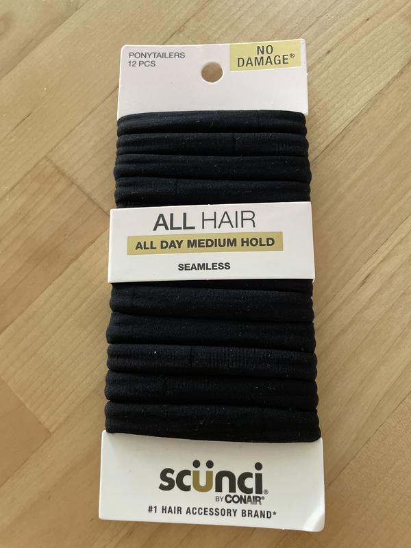 All Hair Black Hosiery Hair Tie 12pk - No Damage®