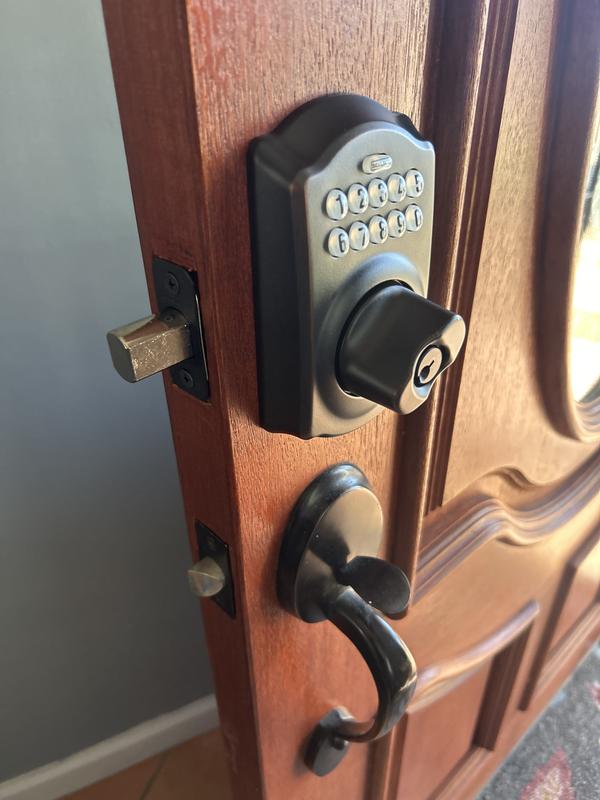 Camelot Trim Keypad Deadbolt paired with Accent Passage Lever